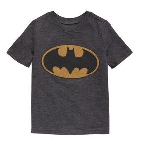 OLD NAVY BATMAN DC Comics Bat Signal Logo Tee/Top With Cap Sleeves Grey Boys 2T